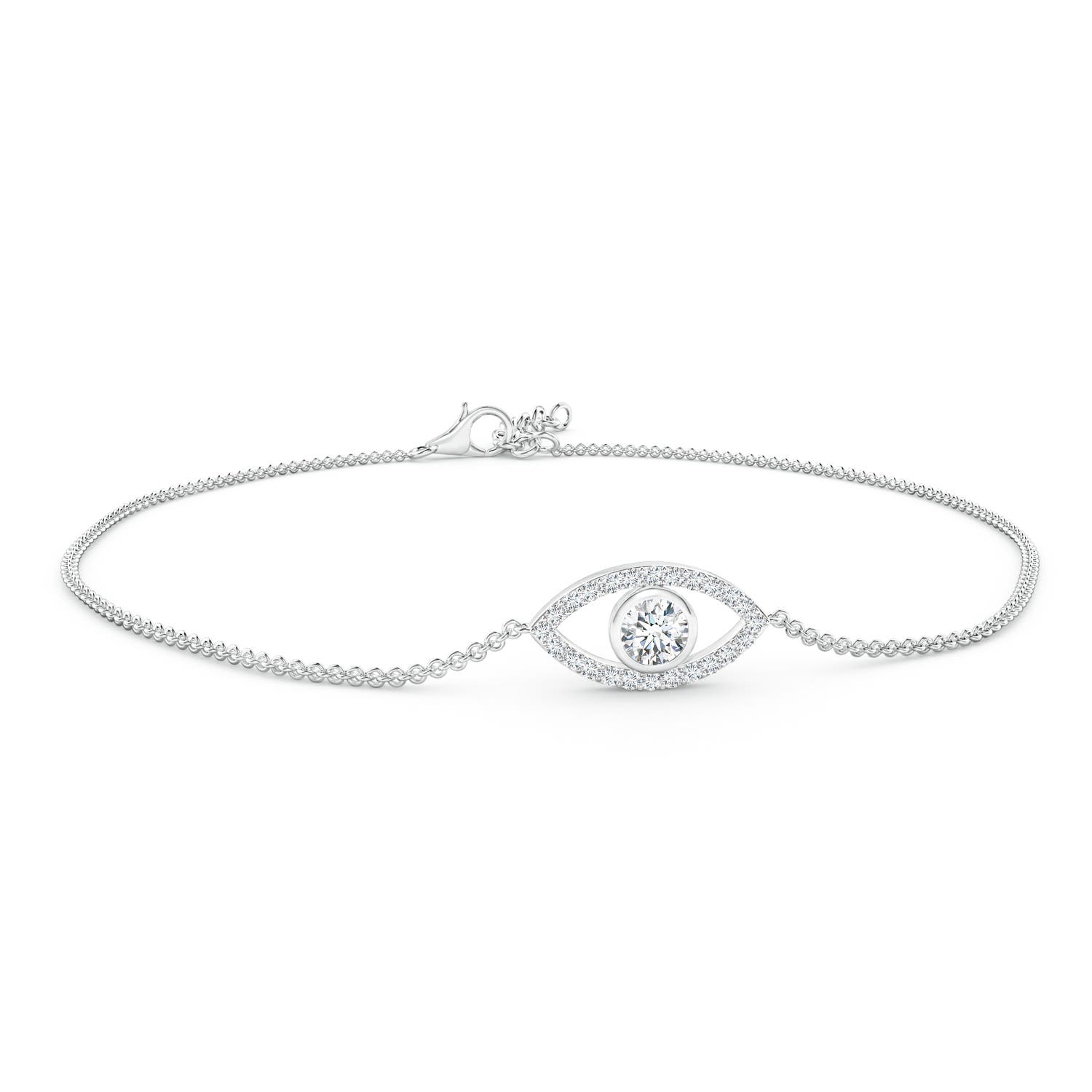 3.5mm GVS2 Bezel-Set Diamond Evil Eye Bracelet With Accents in 18K White Gold