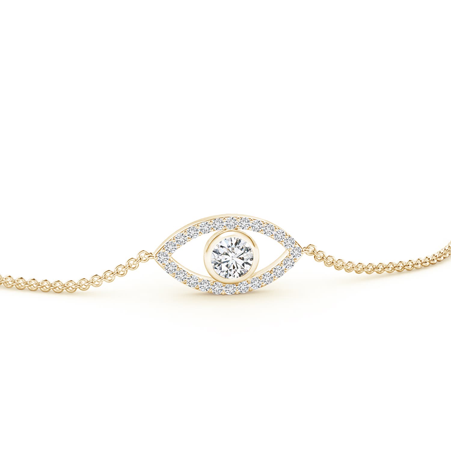 3.5mm HSI2 Bezel-Set Diamond Evil Eye Bracelet With Accents in 18K Yellow Gold