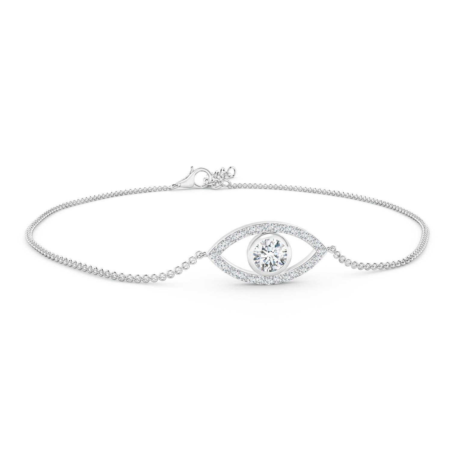 4.5mm GVS2 Bezel-Set Diamond Evil Eye Bracelet With Accents in 18K White Gold