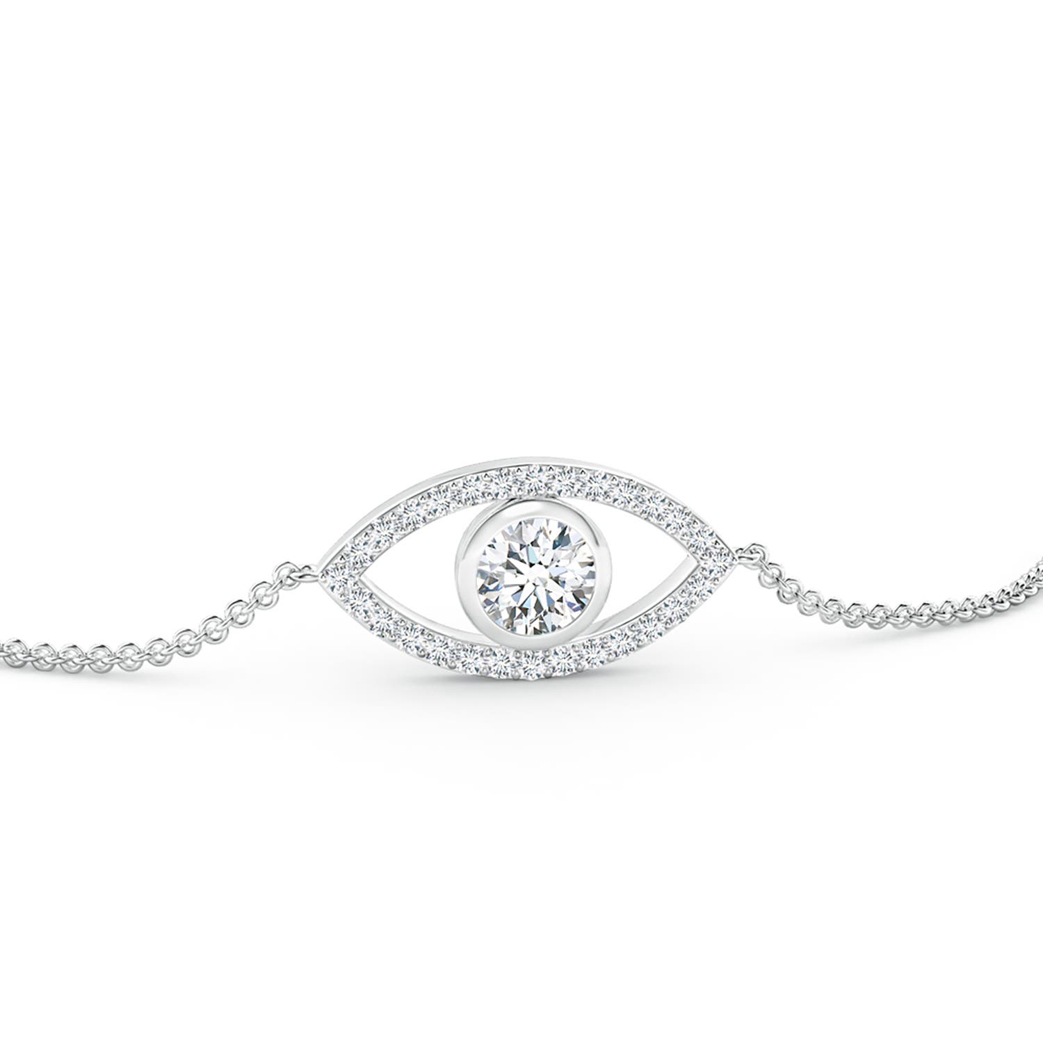 4.5mm GVS2 Bezel-Set Diamond Evil Eye Bracelet With Accents in 18K White Gold