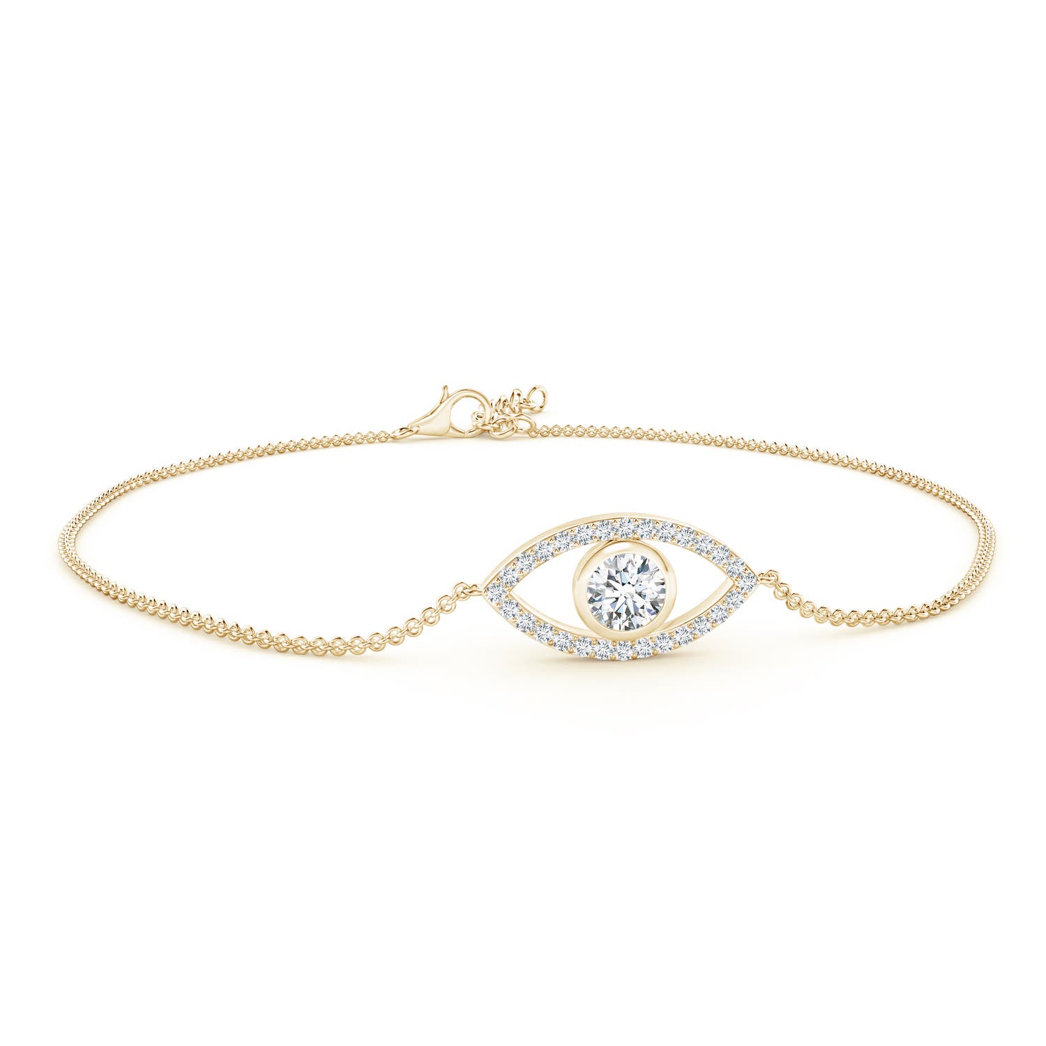4.5mm GVS2 Bezel-Set Diamond Evil Eye Bracelet With Accents in Yellow Gold