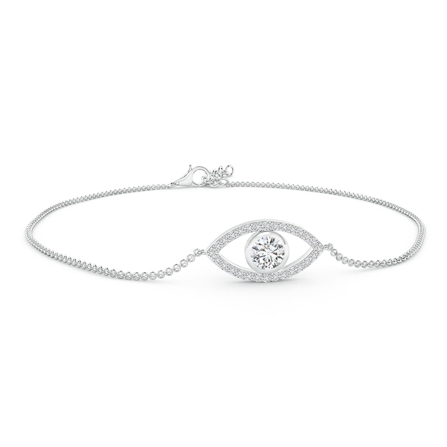 4.5mm HSI2 Bezel-Set Diamond Evil Eye Bracelet With Accents in 18K White Gold