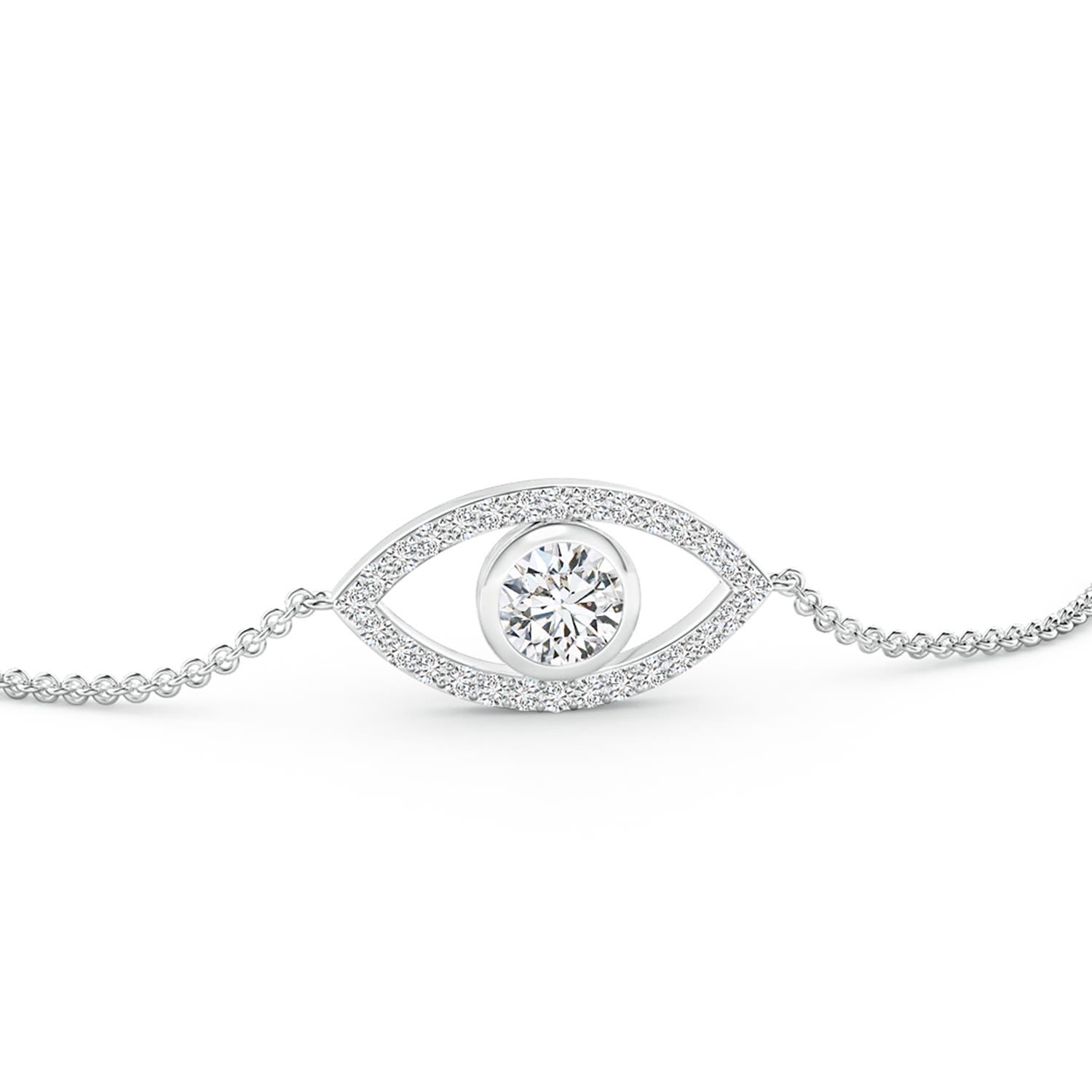 4.5mm HSI2 Bezel-Set Diamond Evil Eye Bracelet With Accents in 18K White Gold