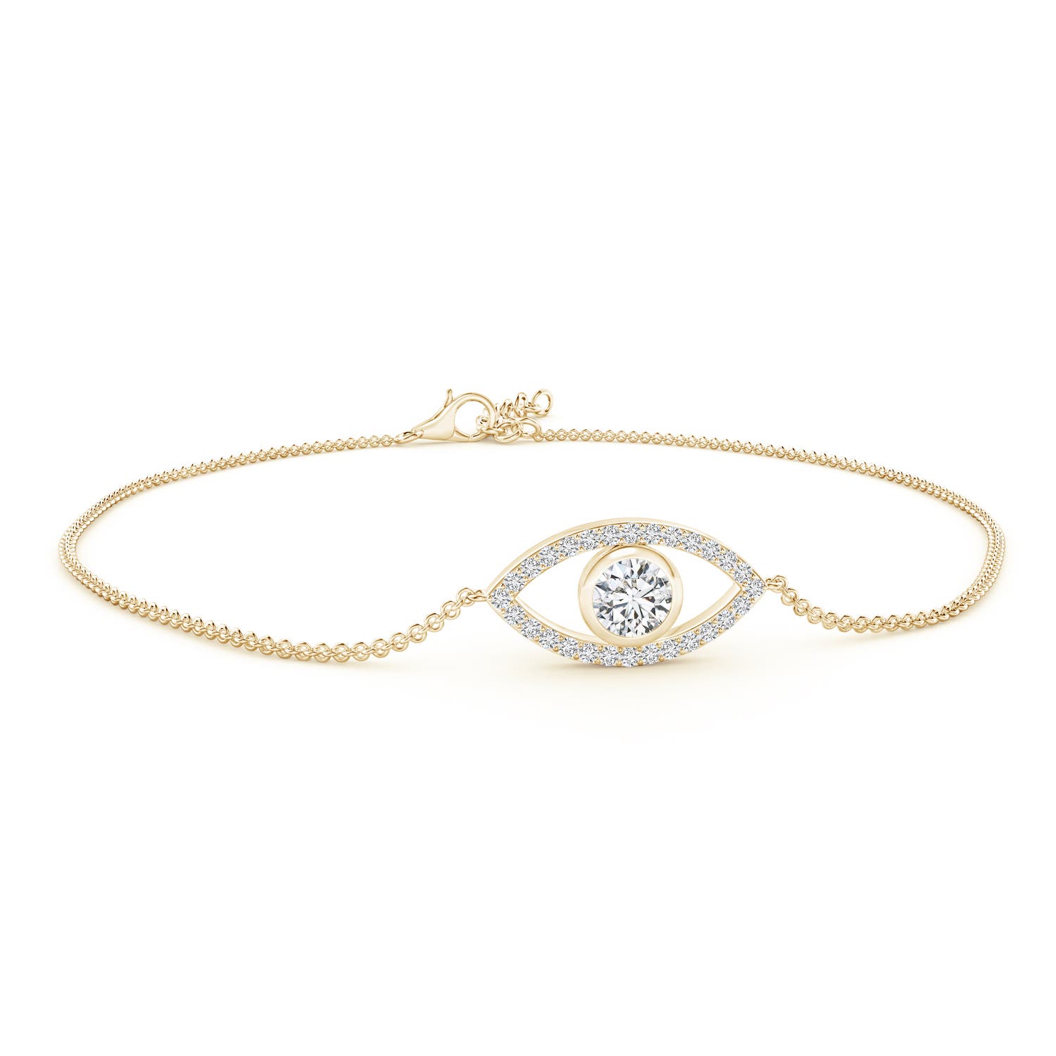 4.5mm HSI2 Bezel-Set Diamond Evil Eye Bracelet With Accents in 18K Yellow Gold