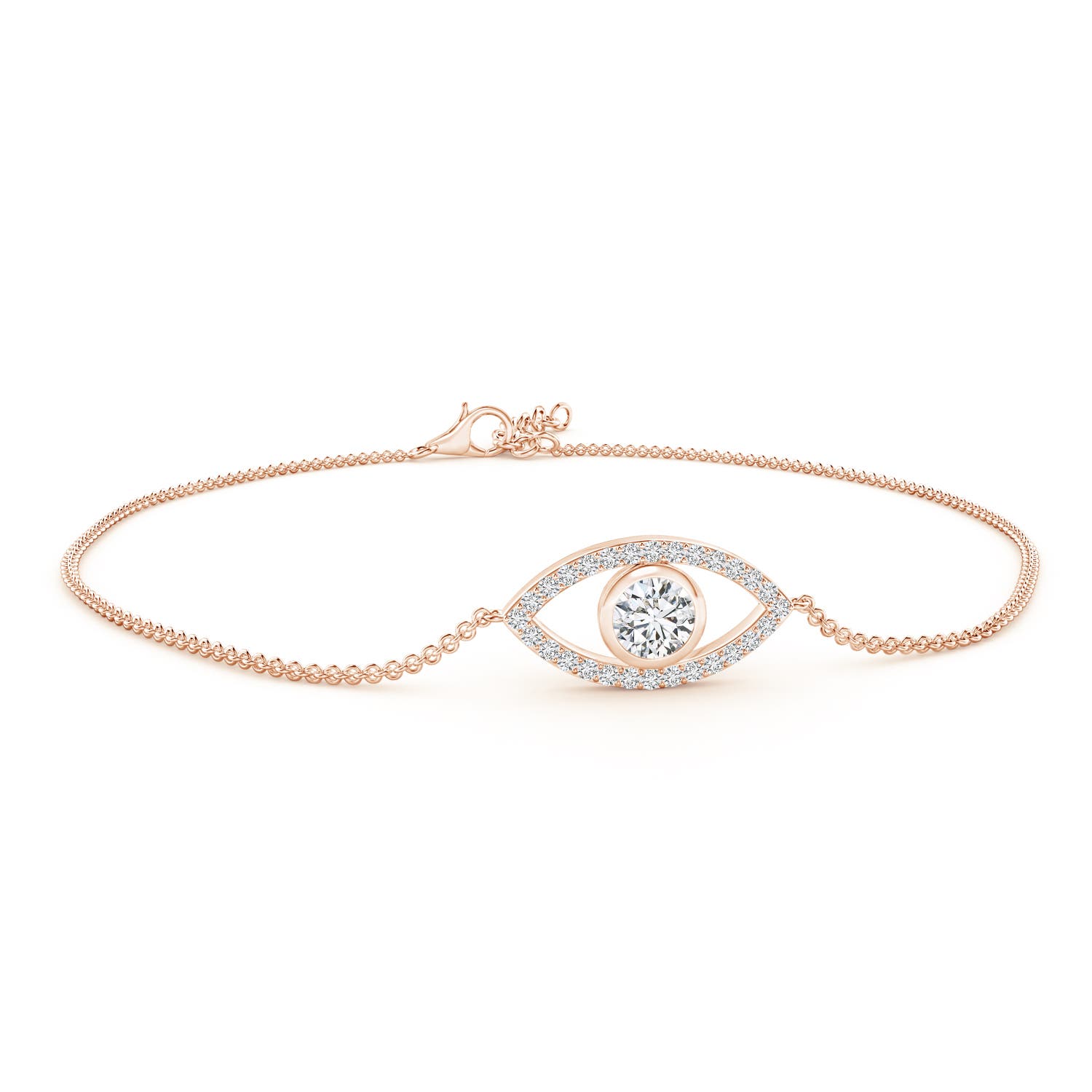 4.5mm HSI2 Bezel-Set Diamond Evil Eye Bracelet With Accents in Rose Gold