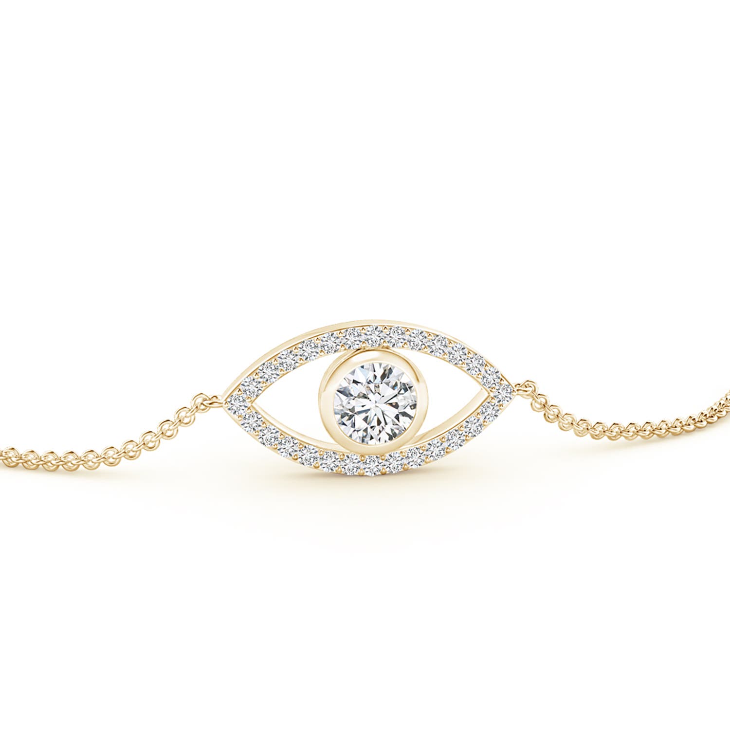 4.5mm HSI2 Bezel-Set Diamond Evil Eye Bracelet With Accents in Yellow Gold