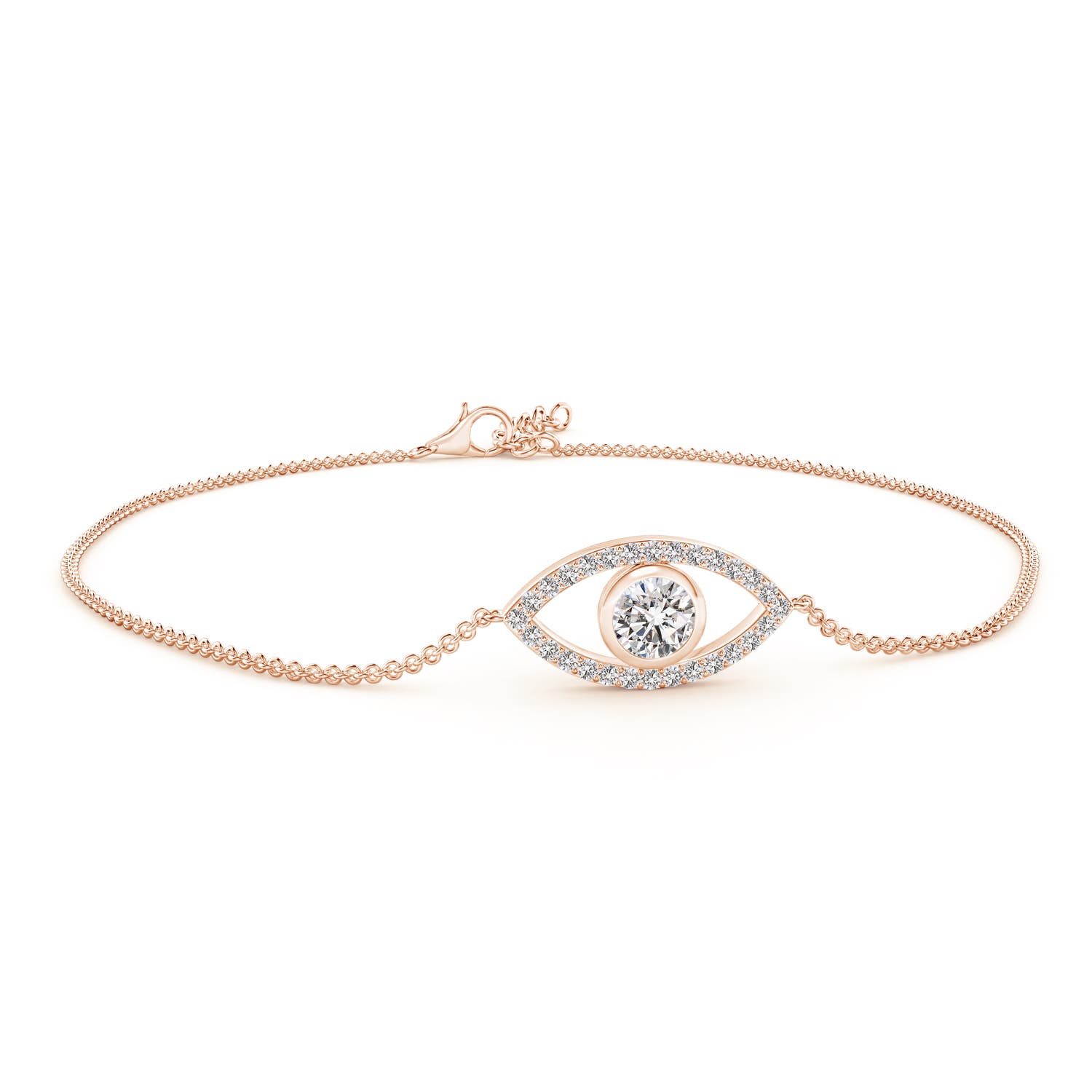 4.5mm IJI1I2 Bezel-Set Diamond Evil Eye Bracelet With Accents in Rose Gold