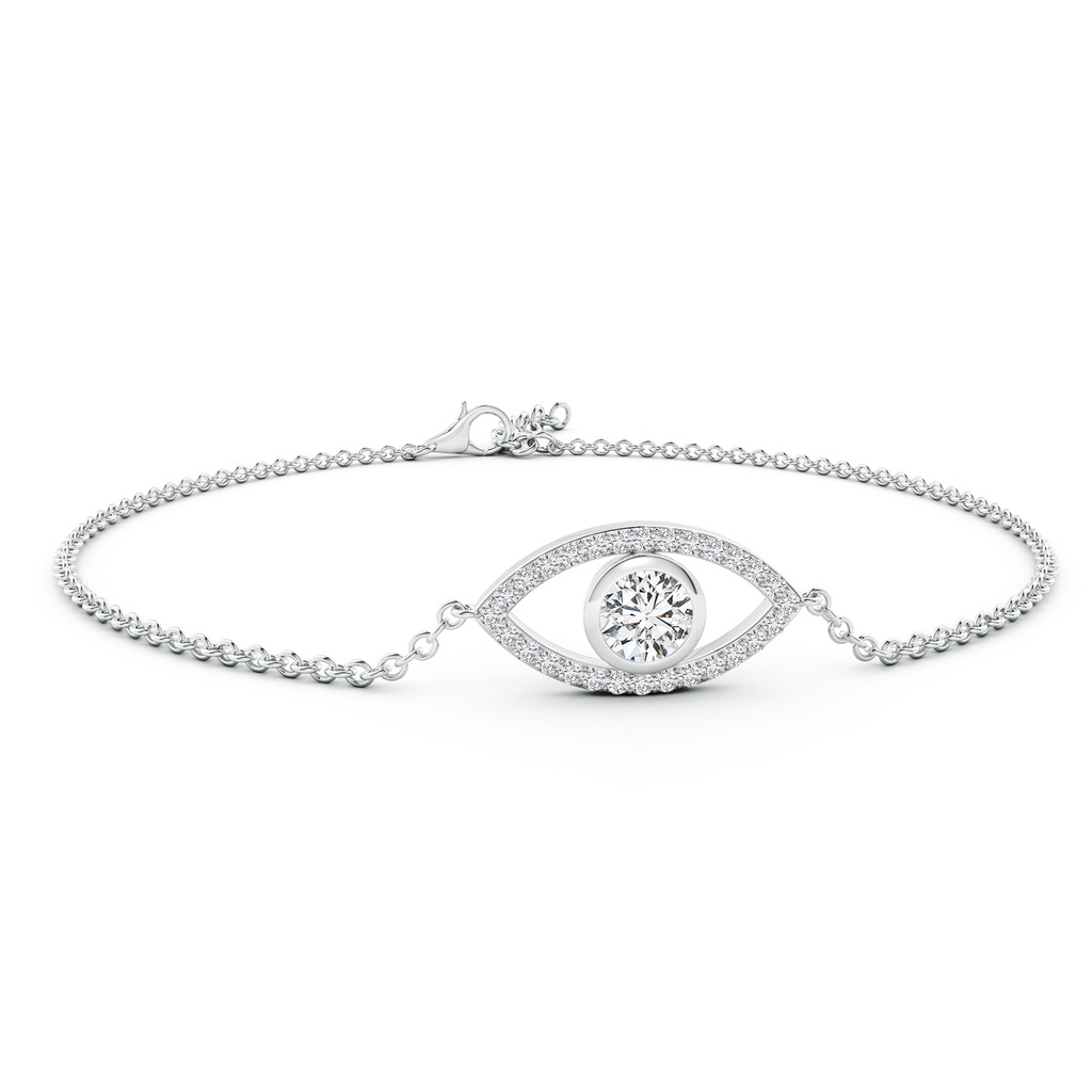 5.1mm HSI2 Bezel-Set Diamond Evil Eye Bracelet With Accents in 18K White Gold