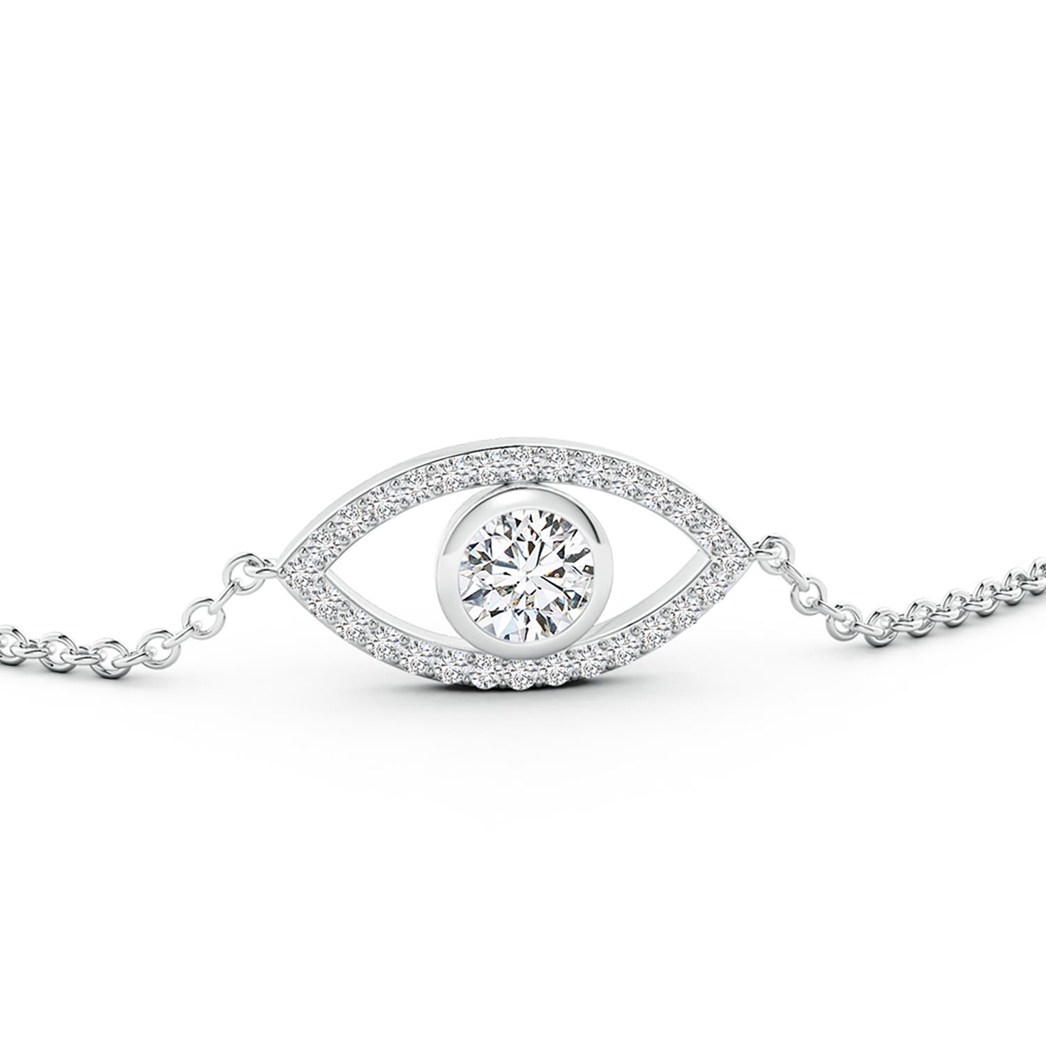 5.1mm HSI2 Bezel-Set Diamond Evil Eye Bracelet With Accents in 18CT White Gold - side 2