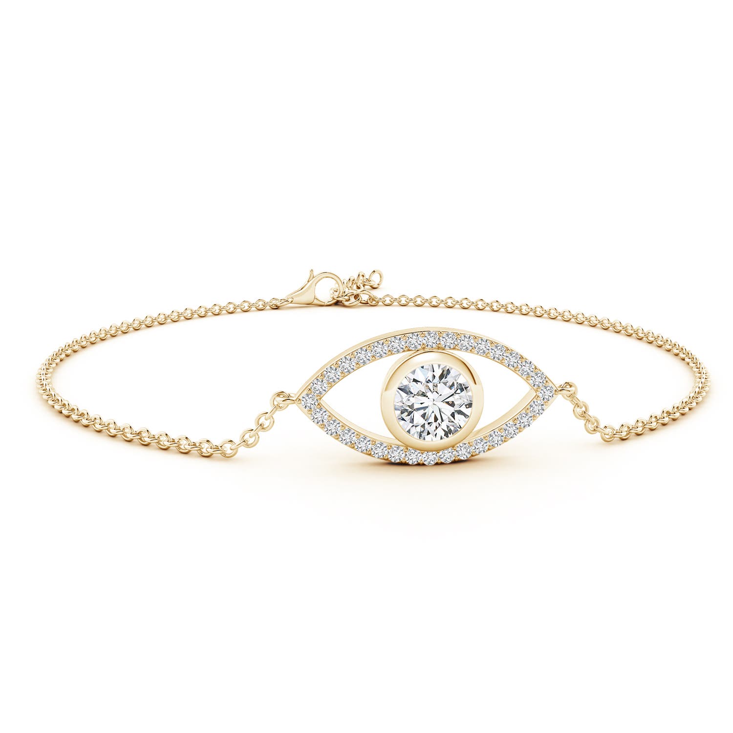 6.4mm HSI2 Bezel-Set Diamond Evil Eye Bracelet With Accents in 18K Yellow Gold