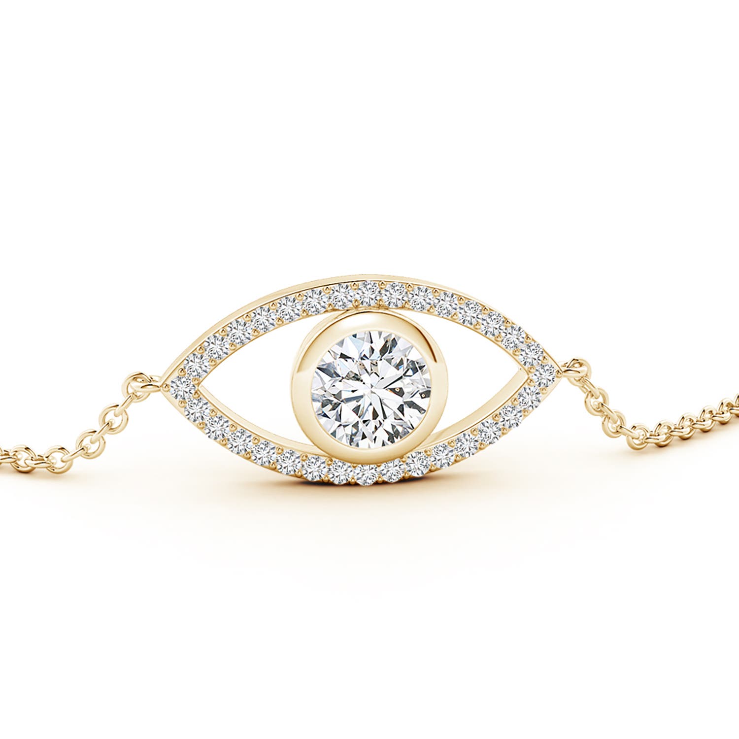 6.4mm HSI2 Bezel-Set Diamond Evil Eye Bracelet With Accents in 18K Yellow Gold