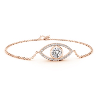 6.4mm IJI1I2 Bezel-Set Diamond Evil Eye Bracelet With Accents in Rose Gold