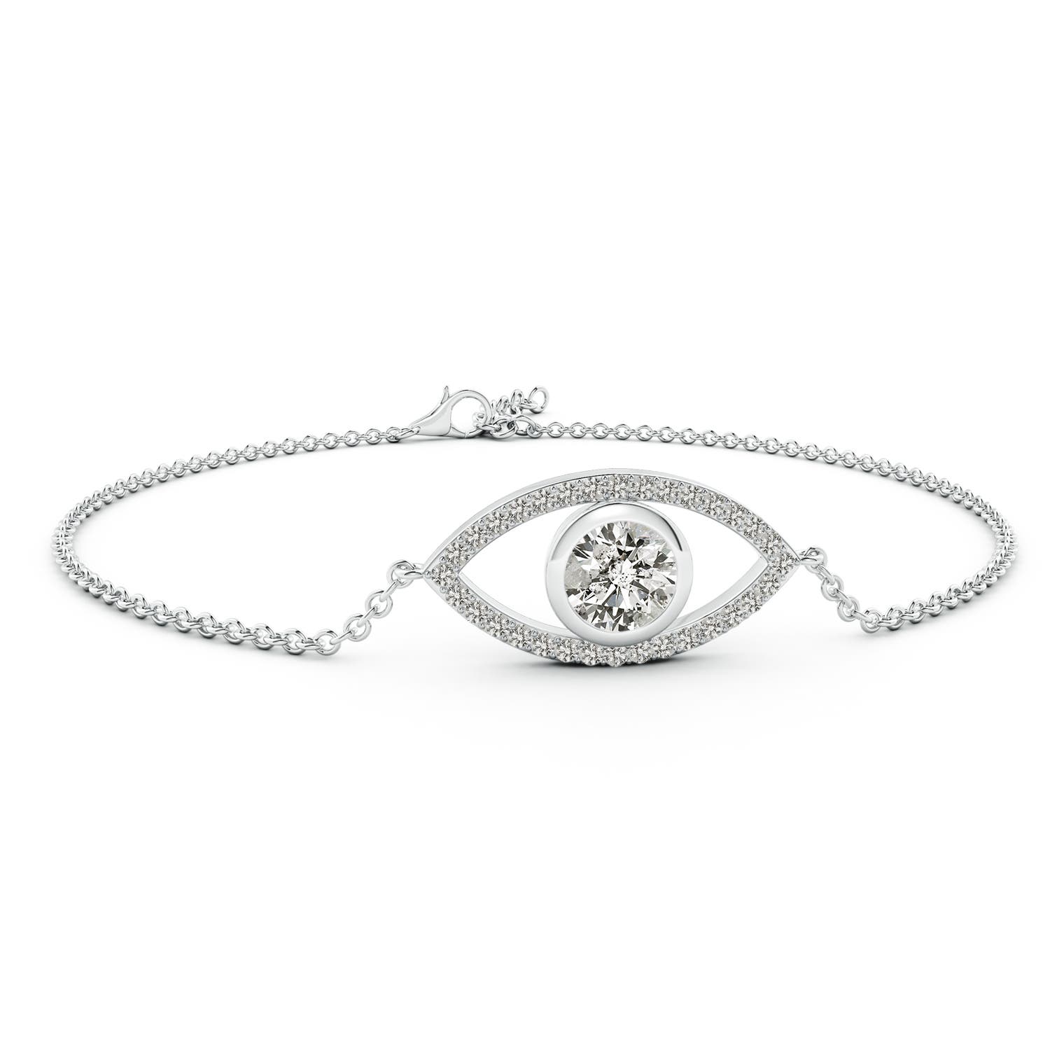 6.4mm KI3 Bezel-Set Diamond Evil Eye Bracelet With Accents in White Gold