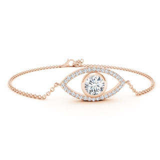 7.4mm GVS2 Bezel-Set Diamond Evil Eye Bracelet With Accents in Rose Gold