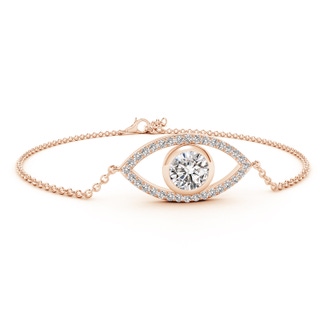 7.4mm IJI1I2 Bezel-Set Diamond Evil Eye Bracelet With Accents in 10K Rose Gold