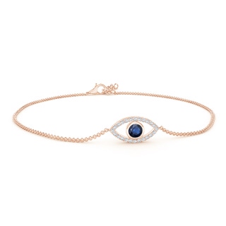 3.5mm AA Bezel-Set Sapphire and Diamond Evil Eye Bracelet in 9K Rose Gold