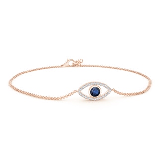 3.5mm AA Bezel-Set Sapphire and Diamond Evil Eye Bracelet in Rose Gold