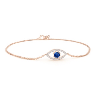 3.5mm AAA Bezel-Set Sapphire and Diamond Evil Eye Bracelet in 9K Rose Gold