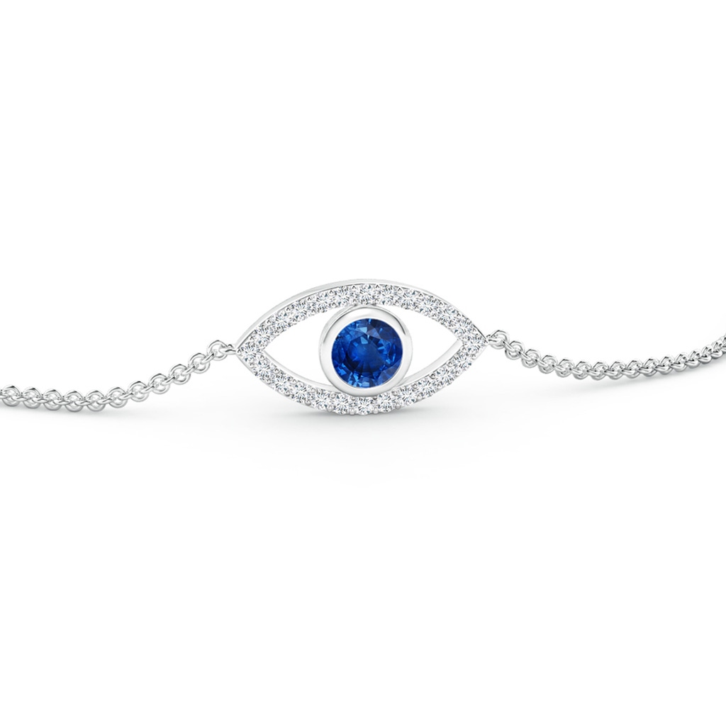 3.5mm AAA Bezel-Set Sapphire and Diamond Evil Eye Bracelet in White Gold Side 1