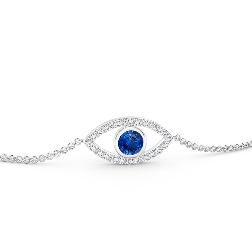 3.5mm AAA Bezel-Set Sapphire and Diamond Evil Eye Bracelet in White Gold Side 199