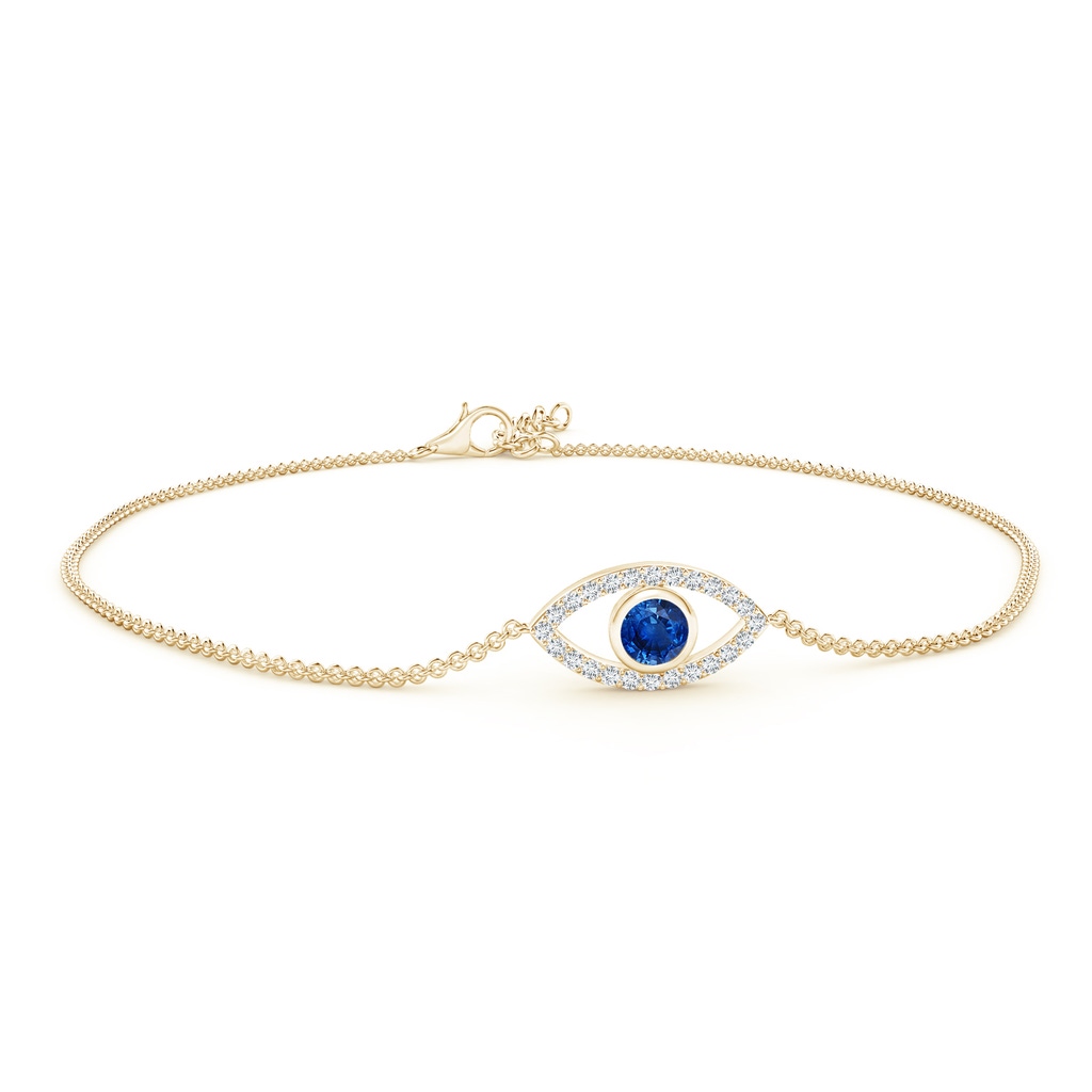 3.5mm AAA Bezel-Set Sapphire and Diamond Evil Eye Bracelet in Yellow Gold