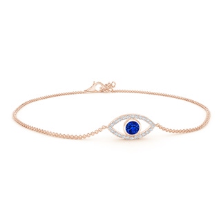 3.5mm AAAA Bezel-Set Sapphire and Diamond Evil Eye Bracelet in 9K Rose Gold