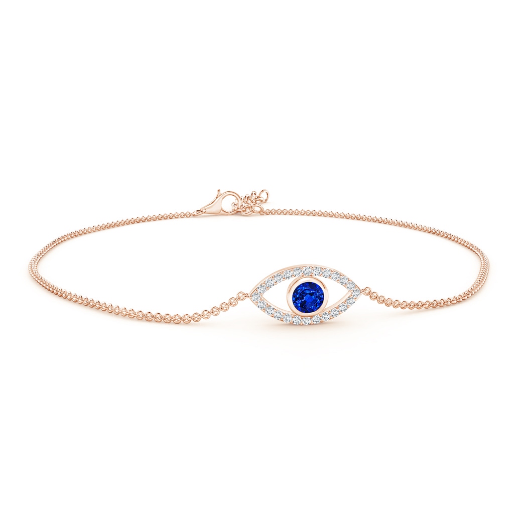 3.5mm AAAA Bezel-Set Sapphire and Diamond Evil Eye Bracelet in Rose Gold