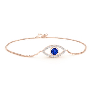 4.5mm AAAA Bezel-Set Sapphire and Diamond Evil Eye Bracelet in Rose Gold