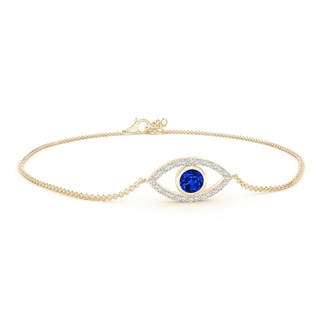 4.5mm AAAA Bezel-Set Sapphire and Diamond Evil Eye Bracelet in Yellow Gold