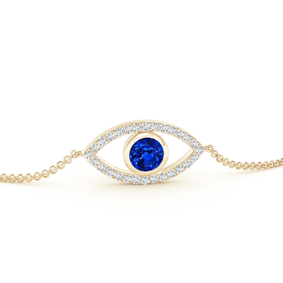 4.5mm AAAA Bezel-Set Sapphire and Diamond Evil Eye Bracelet in Yellow Gold side 199