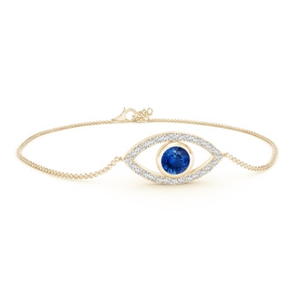 5.5mm AAA Bezel-Set Sapphire and Diamond Evil Eye Bracelet in Yellow Gold