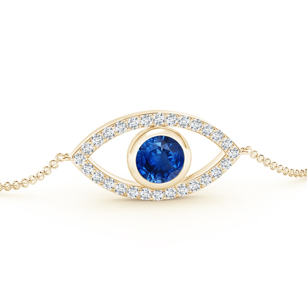 5.5mm AAA Bezel-Set Sapphire and Diamond Evil Eye Bracelet in Yellow Gold Side 199