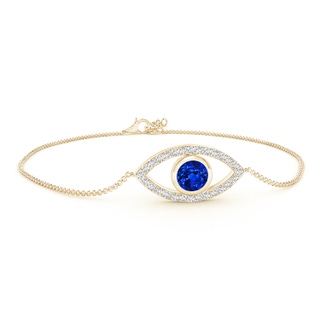 5.5mm AAAA Bezel-Set Sapphire and Diamond Evil Eye Bracelet in Yellow Gold