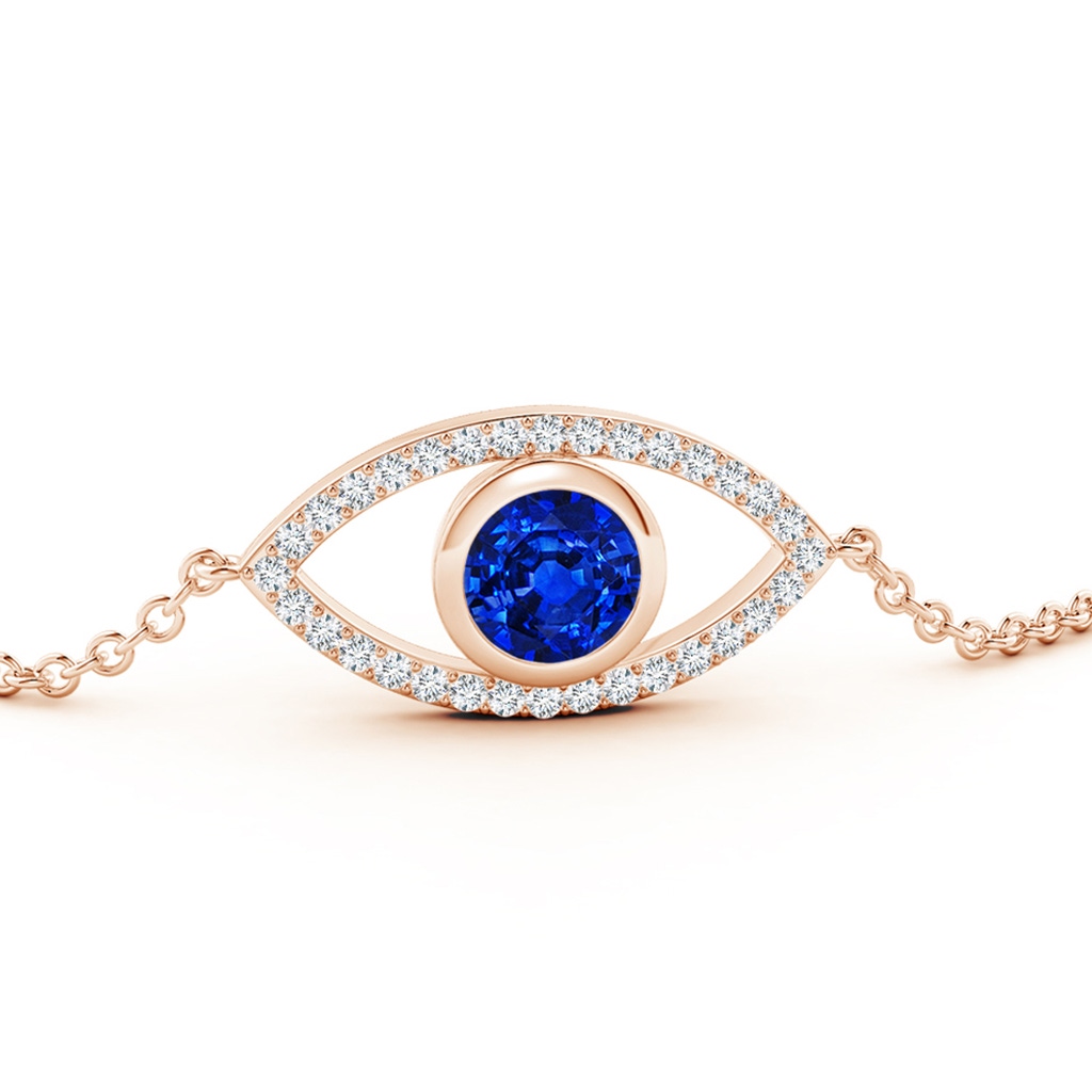 6mm Lab-Grown Bezel-Set Sapphire and Diamond Evil Eye Bracelet in Rose Gold - side 199