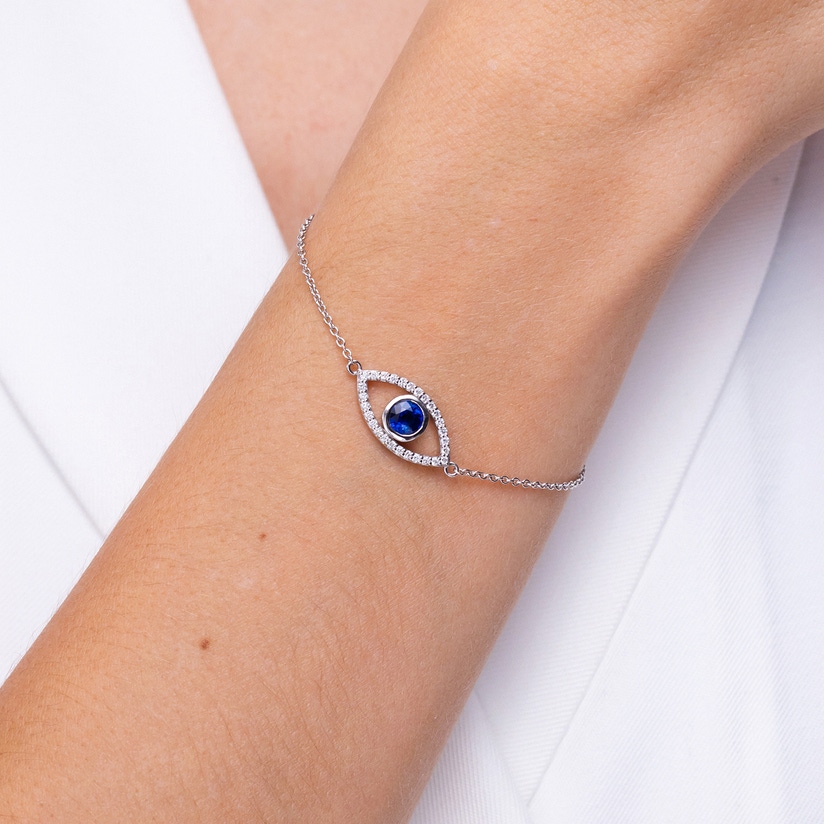 Infinity Blue and White Sapphire Pave Link Bracelet