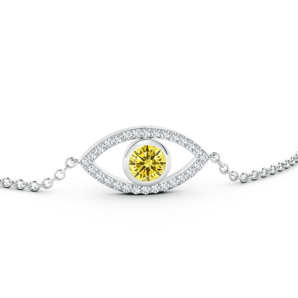 5.1mm AAAA Bezel-Set Fancy Intense Yellow and White Diamond Evil Eye Bracelet in P950 Platinum - side 199
