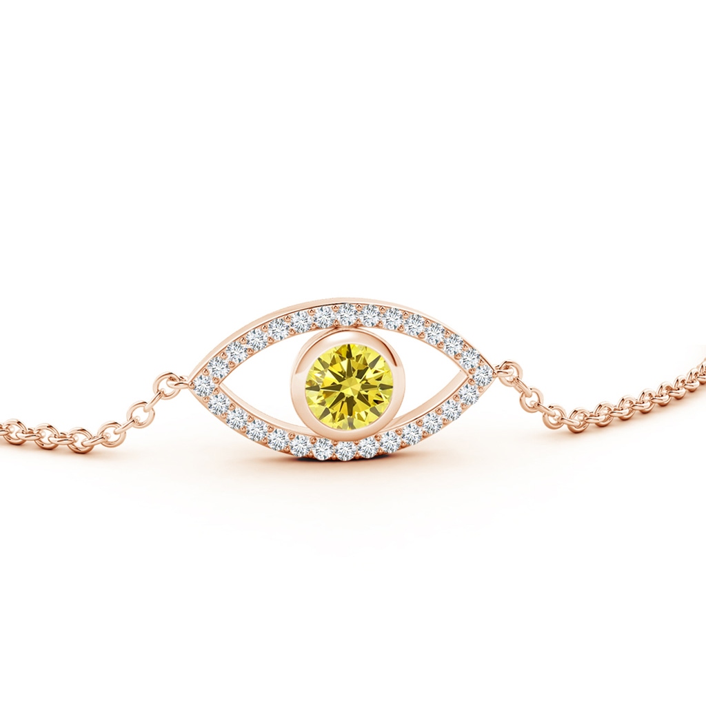 5.1mm AAAA Bezel-Set Fancy Intense Yellow and White Diamond Evil Eye Bracelet in Rose Gold - side 199
