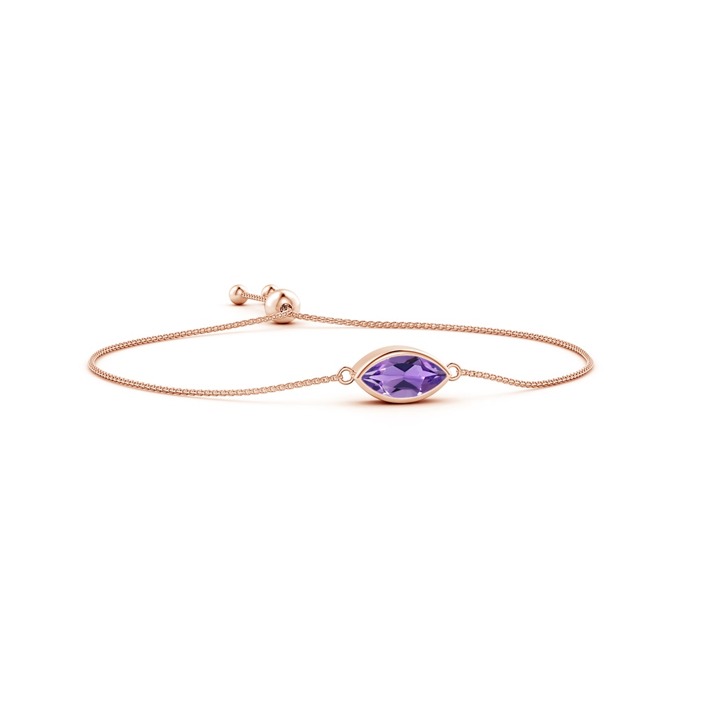 6x3mm AA East-West Bezel-Set Marquise Amethyst Solitaire Bolo Bracelet in Rose Gold