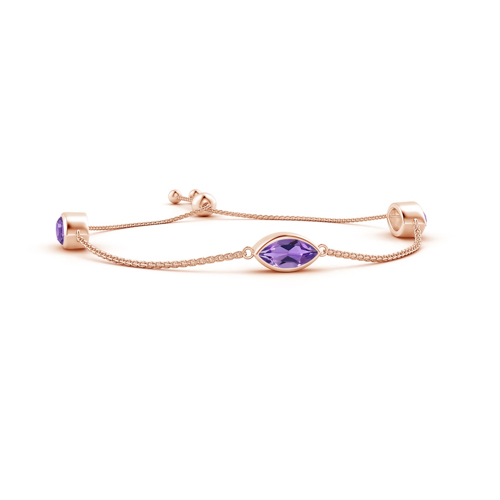 6x3mm AA East-West Bezel-Set Marquise Amethyst Station Bolo Bracelet in Rose Gold