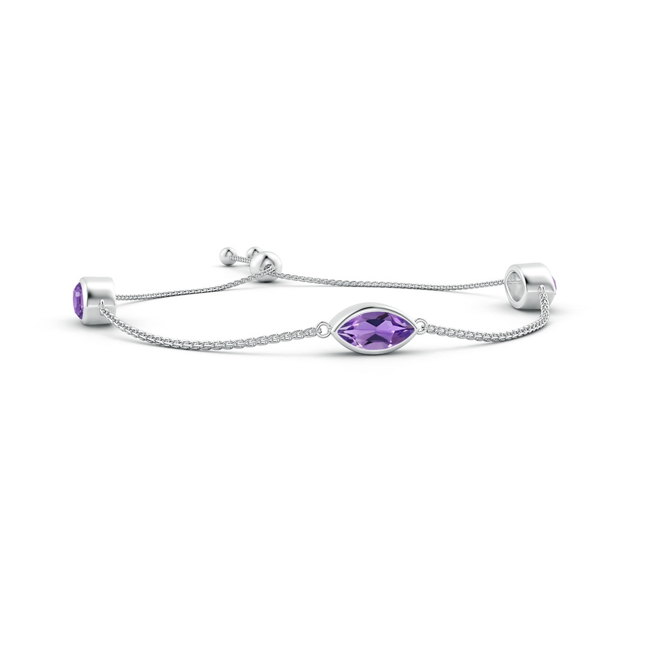 6x3mm AA East-West Bezel-Set Marquise Amethyst Station Bolo Bracelet in White Gold 