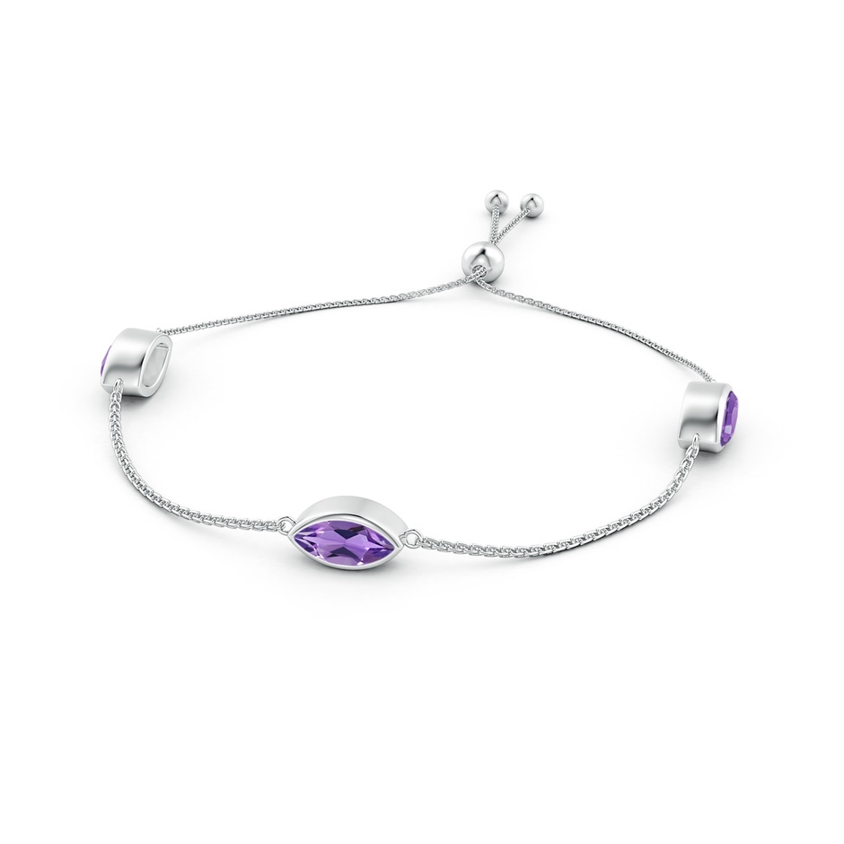 6x3mm AA East-West Bezel-Set Marquise Amethyst Station Bolo Bracelet in White Gold side 1