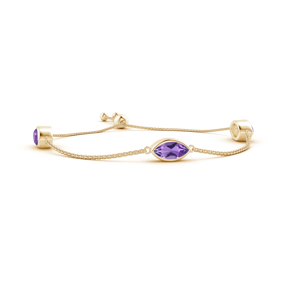 6x3mm AA East-West Bezel-Set Marquise Amethyst Station Bolo Bracelet in Yellow Gold