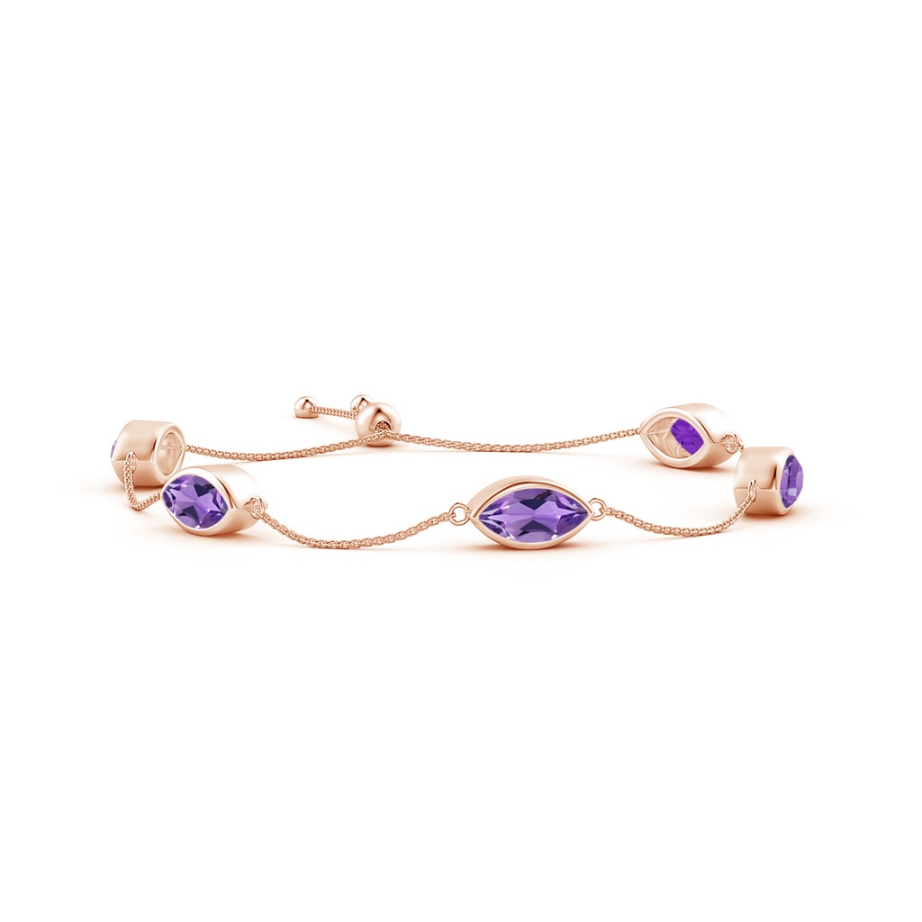 6x3mm AA Bezel-Set East-West Marquise Amethyst Station Bolo Bracelet in Rose Gold