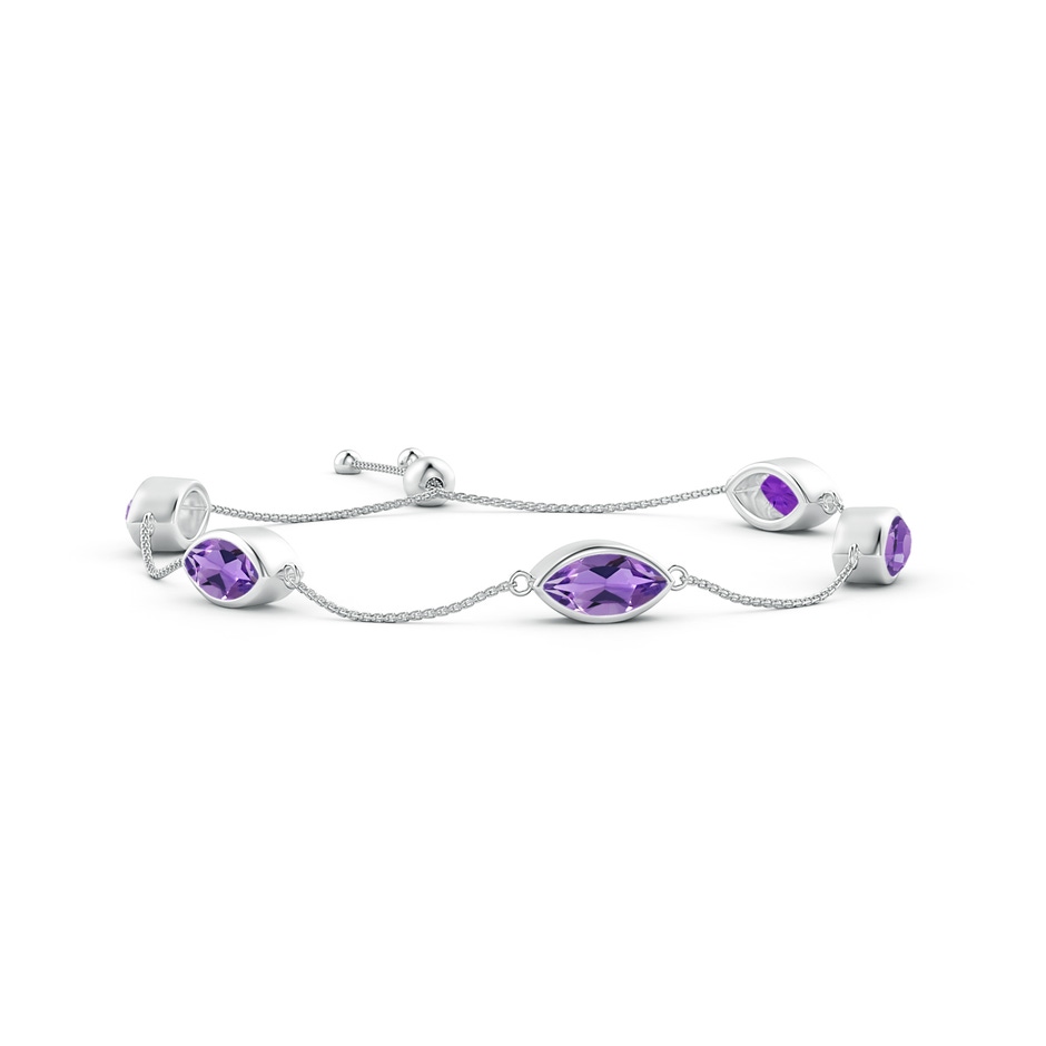 6x3mm AA Bezel-Set East-West Marquise Amethyst Station Bolo Bracelet in White Gold 