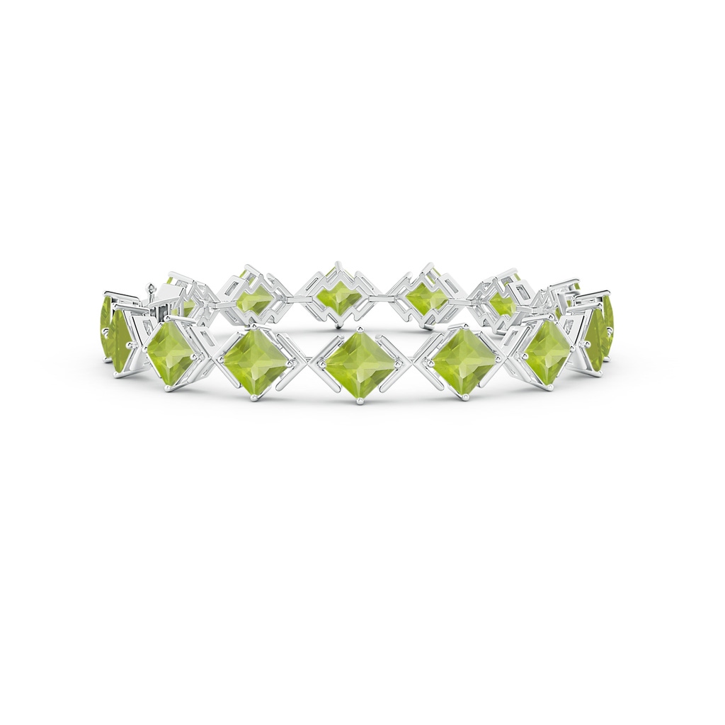 5.8mm AA Square Peridot Tennis Bracelet in White Gold