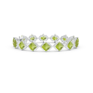 5.8mm AA Square Peridot Tennis Bracelet in White Gold