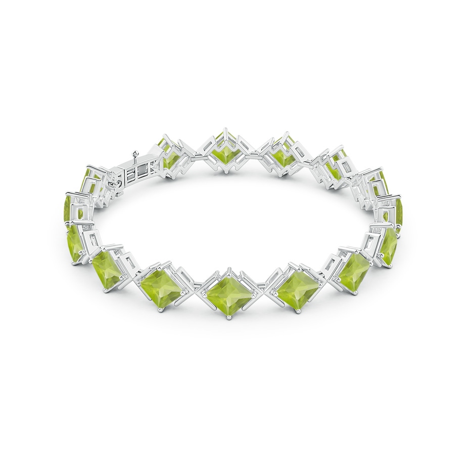 5.8mm AA Square Peridot Tennis Bracelet in White Gold side-1