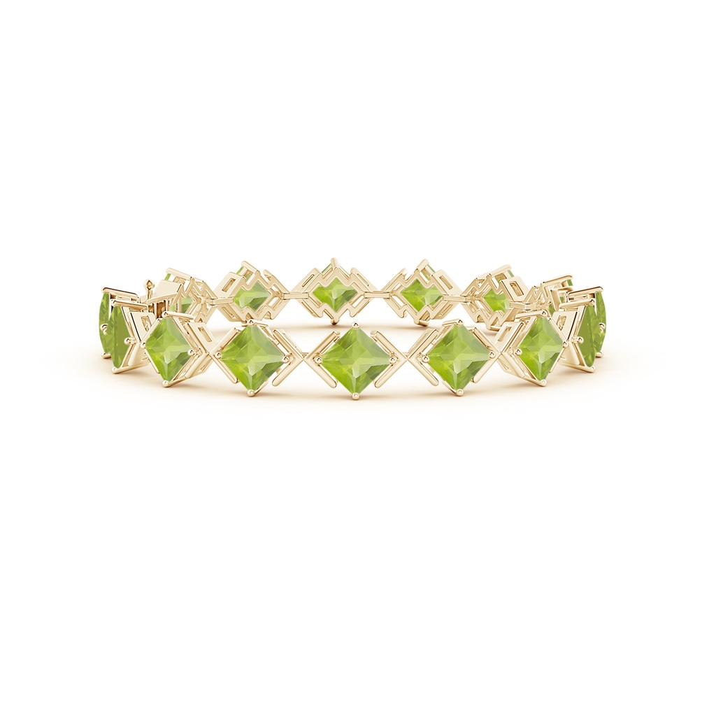 5.8mm AA Square Peridot Tennis Bracelet in Yellow Gold