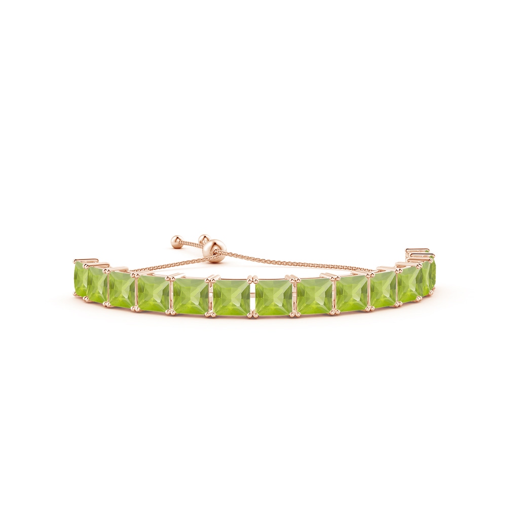 5.8mm AA Square Peridot Half Cuff Bolo Bracelet in Rose Gold