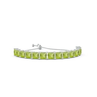 5.8mm AA Square Peridot Half Cuff Bolo Bracelet in White Gold